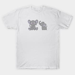 Two cute little elephants drawing T-Shirt